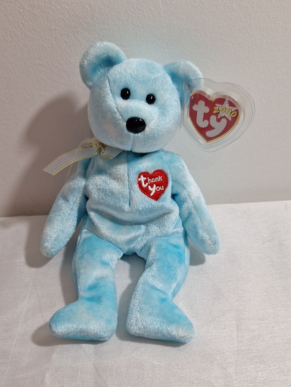 Ty Blue 'Thank You' Plush Bear - Soft Collectible Teddy